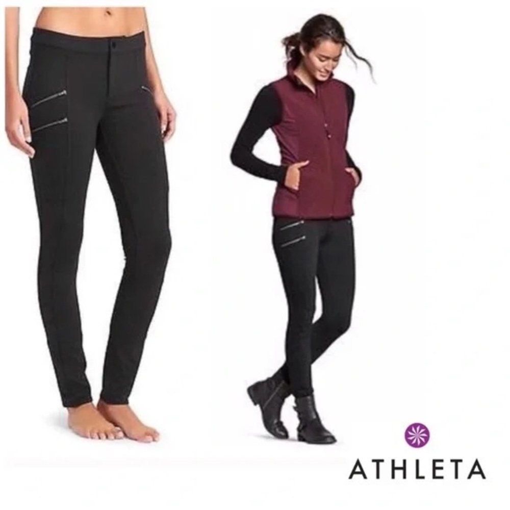 ATHLETA PONTE MOTO PANTS SKINNY BLACK size medium